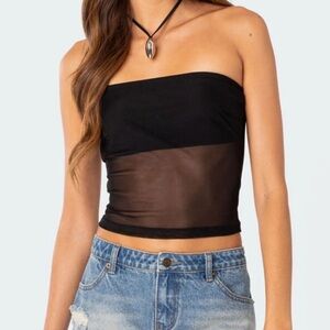 Edikted Black Mesh Tube Top